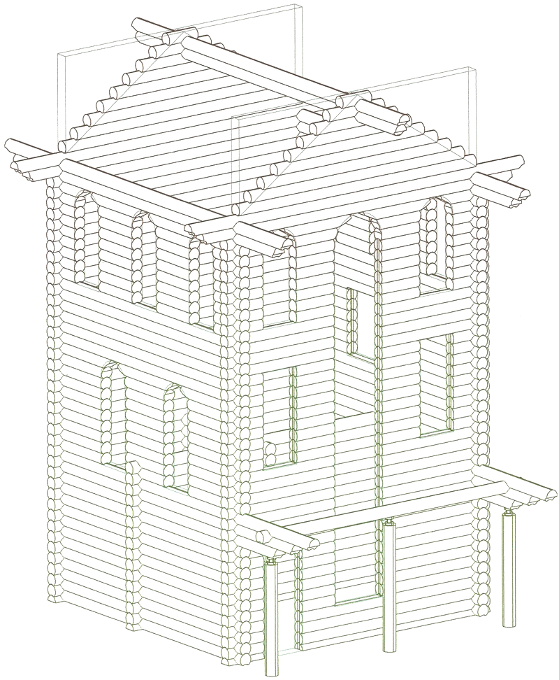 Пример спроектированного 3-х этажного деревянного дома